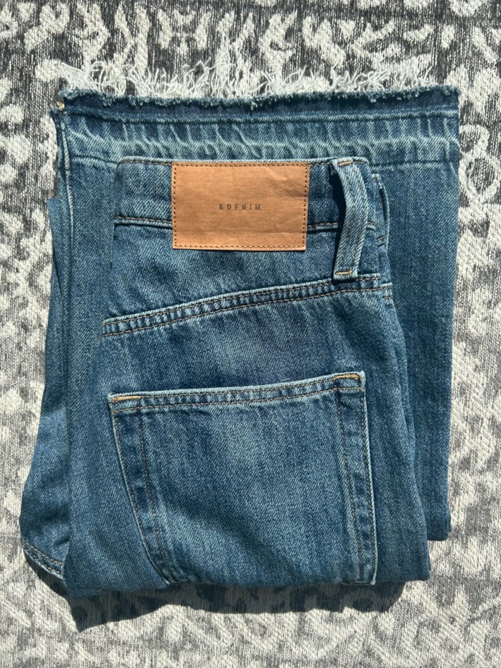 ✨H&M Ava Ultra High Rise Wide-Leg Raw Hem Jeans in Blue Denim - Picture 6 of 8